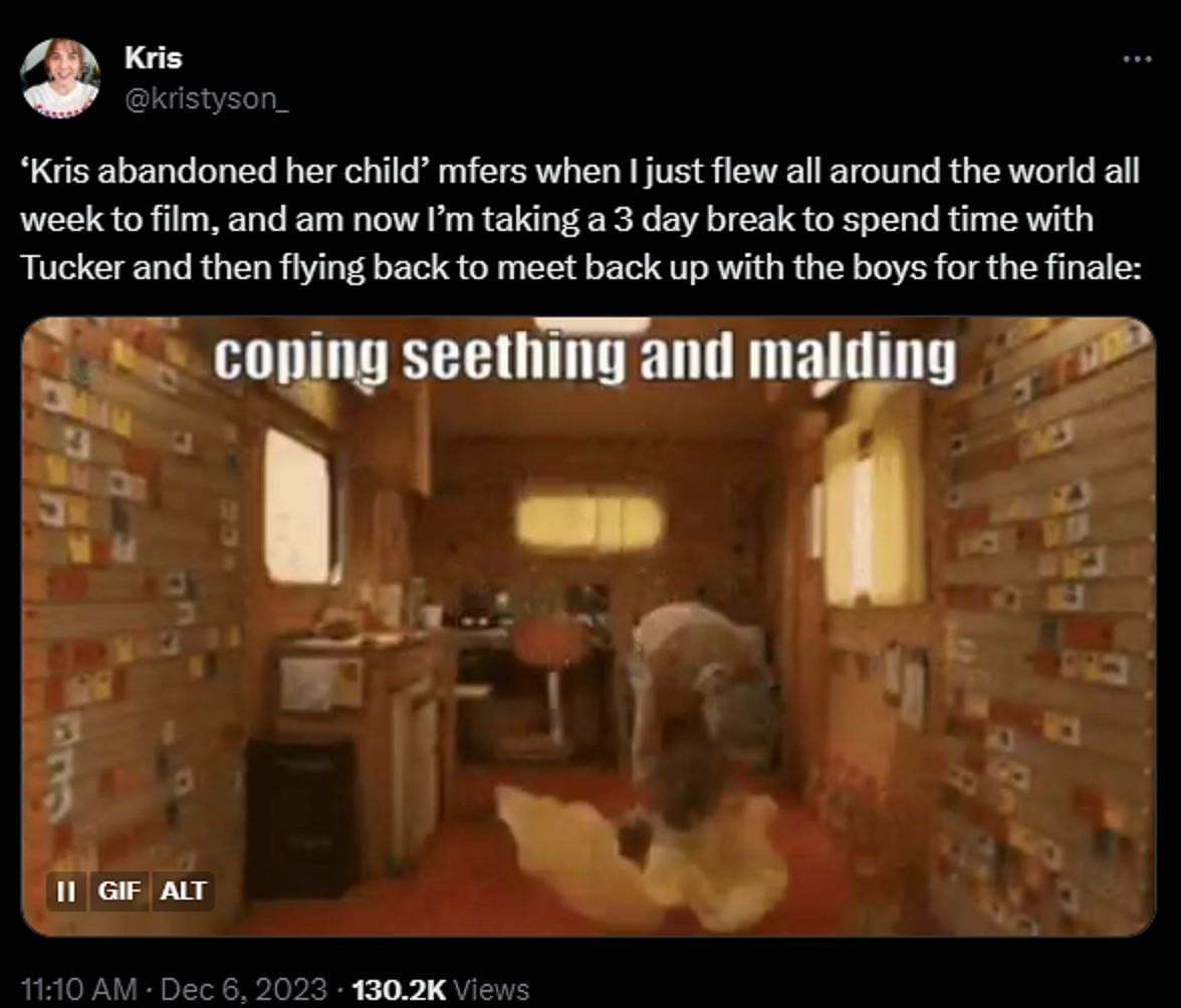 Kris responds to critics online (Image via X/@kristyson_)